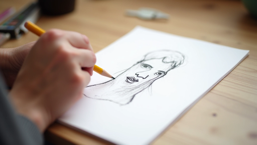 Pencil sketching demonstration showing shading and line techniques
