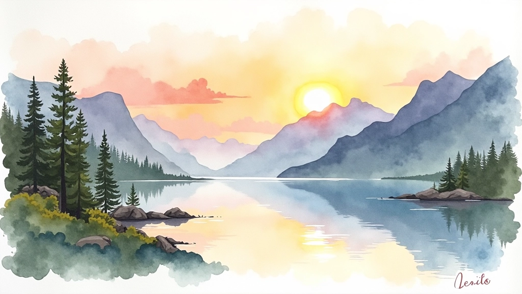 Watercolor landscape painting demonstration