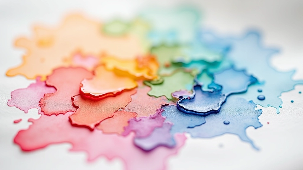 Close-up of wet watercolor paper with colours bleeding and blending naturally, showing soft edges and atmospheric effect